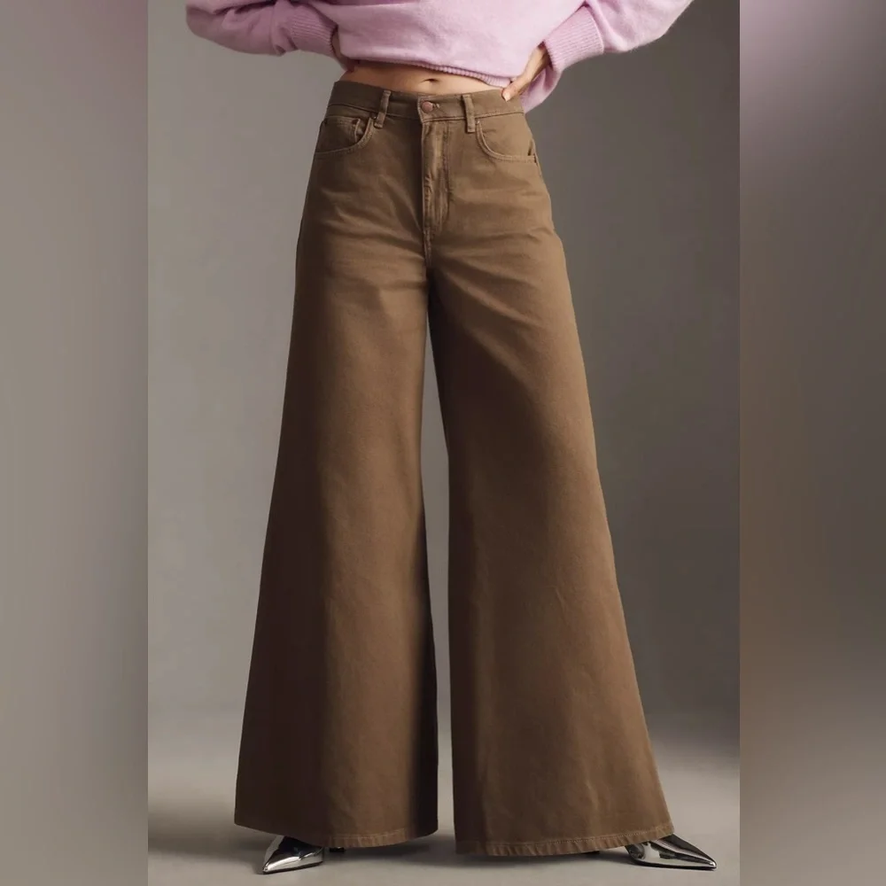 NWT! Anthropologie Pilcro Moss High-Rise Wide-Leg Puddle Jeans - Size 26 ⚽️ - Picture 2 of 9